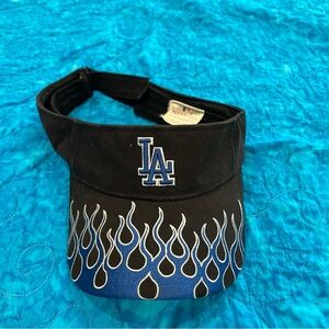 Vintage LA Dodgers Flame Visor Hat Ships Fast Used
